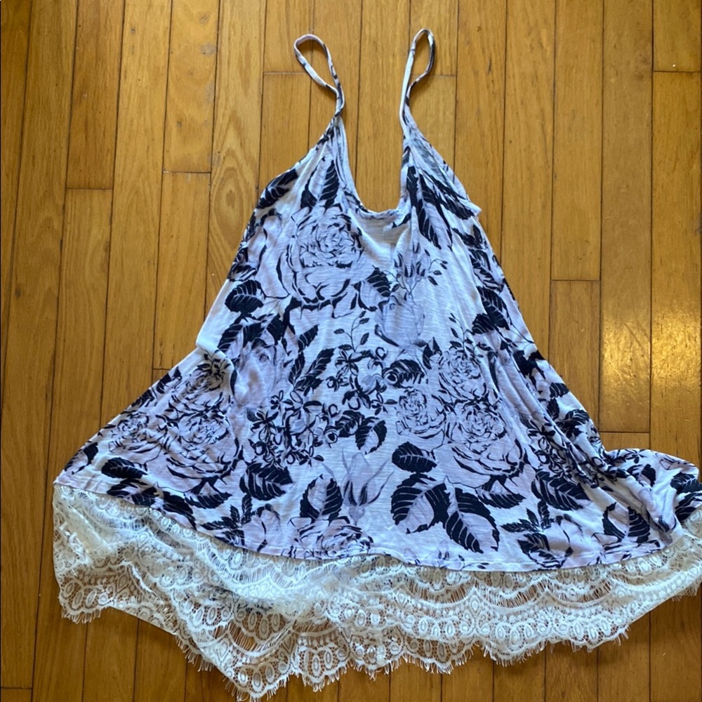 Floral Lace Trim Slip Dress